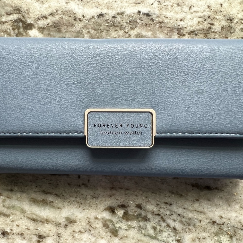Forever Young Blue Wallet Minimalist Design